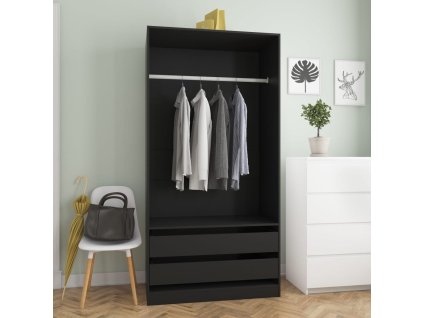 vidaXL Šatní skříň černá 100 x 50 x 200 cm kompozitní dřevo
