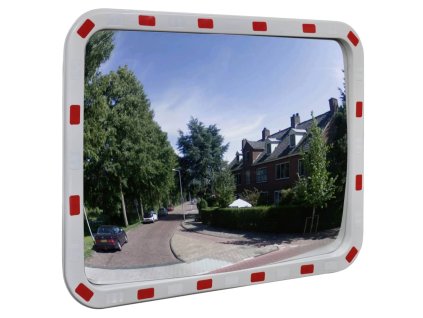 Dopravní vypouklé zrcadlo obdélníkové 60 x 80 cm s odrazkami