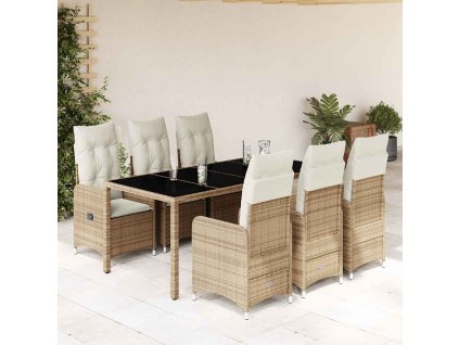 vidaXL 7dílný zahradní bistro set s poduškami béžový polyratan