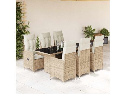 vidaXL 7dílný zahradní bistro set s poduškami béžový polyratan