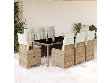 vidaXL 9dílný zahradní bistro set s poduškami béžový polyratan