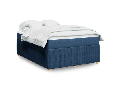 vidaXL Box spring postel s matrací modrá 140x190 cm textil