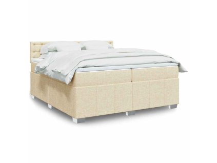 vidaXL Box spring postel s matrací krémová 200x200 cm textil