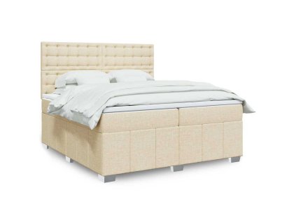 vidaXL Box spring postel s matrací krémová 200x200 cm textil