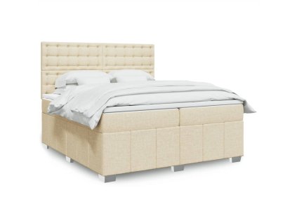 vidaXL Box spring postel s matrací krémová 200x200 cm textil