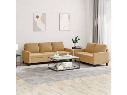 vidaXL 2dílná sedací souprava s poduškami hnědá samet