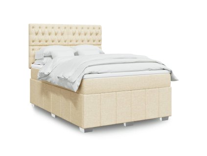 vidaXL Box spring postel s matrací krémová 140x200 cm textil