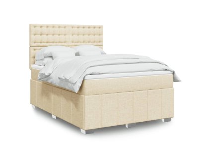 vidaXL Box spring postel s matrací krémová 160x200 cm textil