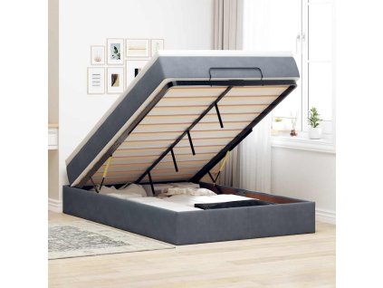 vidaXL Osmanský rám postele s matrací tmavě šedá 120x200cm samet