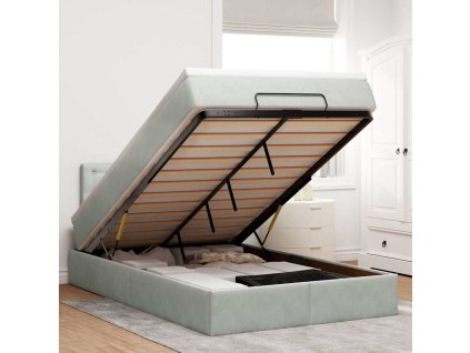 vidaXL Osmanský rám postele s matrací světle šedá 120x200cm samet