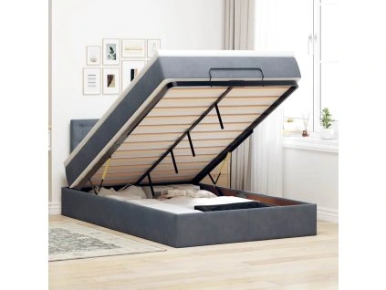 vidaXL Osmanský rám postele s matrací tmavě šedá 120x200cm samet