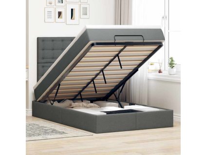 vidaXL Osmanský rám postele s matrací tmavě šedá 120x200cm textil