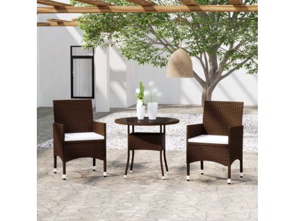 vidaXL 3dílný zahradní jídelní set polyratan hnědý