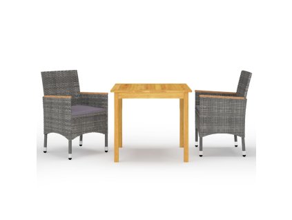 vidaXL 3dílný zahradní jídelní set šedý