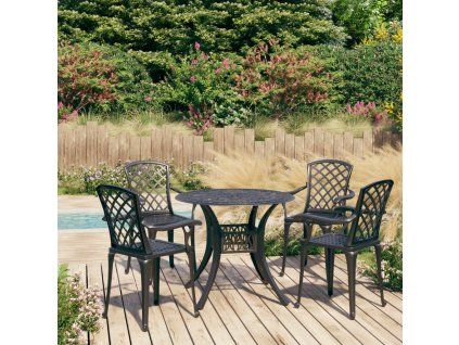 vidaXL 5dílný bistro set litý hliník černý