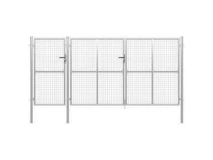 vidaXL Zahradní brána ocelová 400 x 150 cm stříbrná