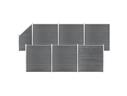 vidaXL Plotová sada WPC 6 čtvercových + 1 šikmý díl 1138 x 186 cm šedá