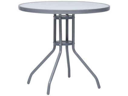 vidaXL Zahradní stůl světle šedý 80 cm ocel a sklo