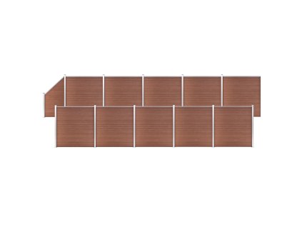 vidaXL Plotová sada WPC 10 čtvercových + 1 šikmý díl 1830x186 cm hnědá