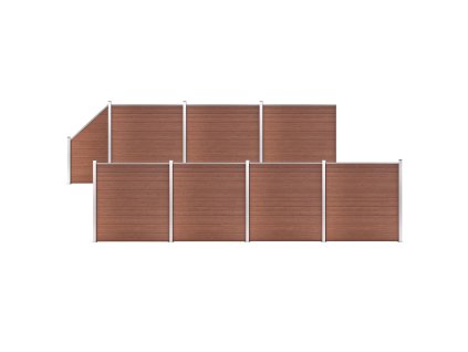 vidaXL Plotová sada WPC 7 čtvercových + 1 šikmý díl 1311x186 cm hnědá