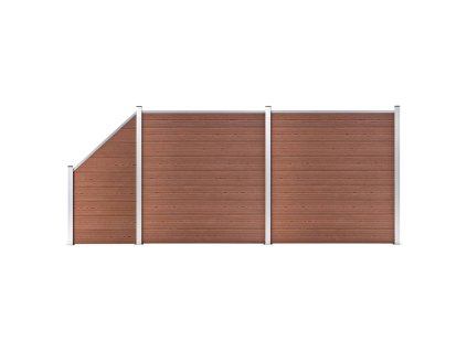 vidaXL Plotová sada WPC 2 čtvercové + 1 šikmý díl 446 x 186 cm hnědá