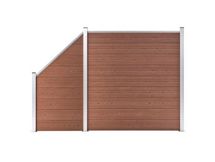 vidaXL Plotová sada z WPC 1 čtvercový + 1 šikmý díl 273 x 186 cm hnědá