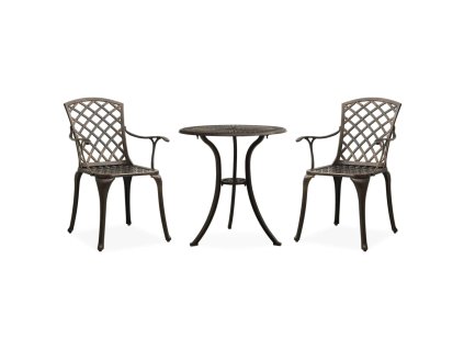 vidaXL 3dílný bistro set litý hliník bronzový