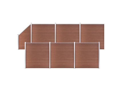 vidaXL Plotová sada WPC 6 čtvercových + 1 šikmý díl 1138x186 cm hnědá