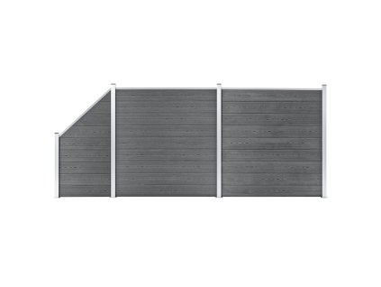 vidaXL Plotová sada WPC 2 čtvercové + 1 šikmý díl 446 x 186 cm šedá
