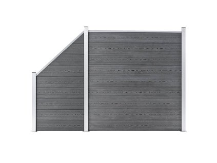 vidaXL Plotová sada z WPC 1 čtvercový + 1 šikmý díl 273 x 186 cm šedá