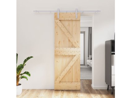 vidaXL Posuvné dveře s kováním 70 x 210 cm masivní borové dřevo