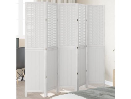 vidaXL Paraván 5dílný bílý masivní dřevo pavlovnie