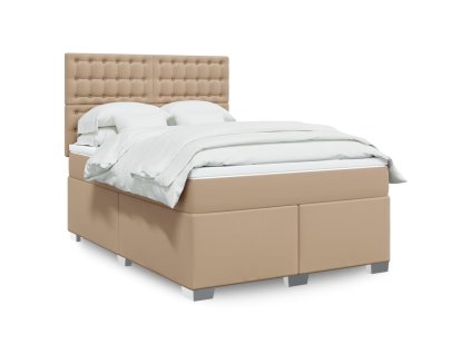 vidaXL Box spring postel s matrací cappuccino 140x200 cm umělá kůže