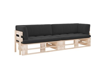 vidaXL 2místná pohovka z palet s poduškami impregnovaná borovice