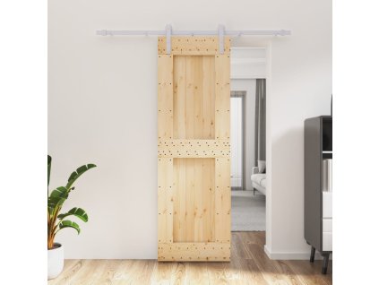 vidaXL Posuvné dveře s kováním 70 x 210 cm masivní borové dřevo
