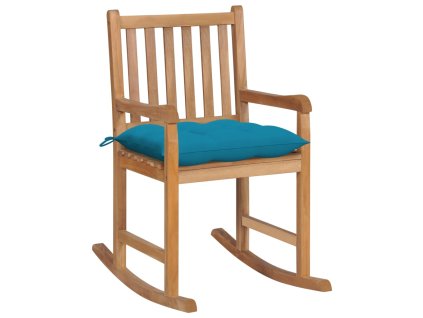 vidaXL Houpací křeslo se světle modrou poduškou masivní teak