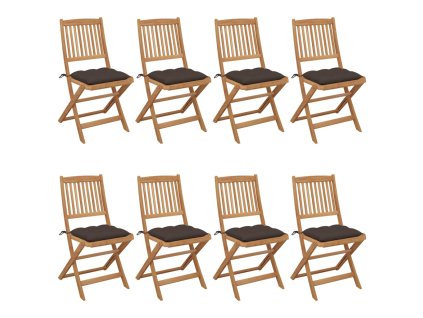 vidaXL Skládací zahradní židle s poduškami 8 ks masivní akácie