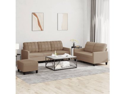 vidaXL 3dílná sedací souprava s poduškami cappuccino umělá kůže