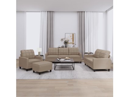 vidaXL 4dílná sedací souprava s poduškami cappuccino umělá kůže