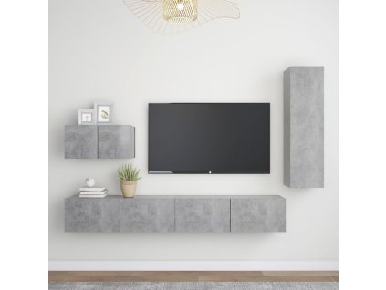 vidaXL 4dílný set TV skříněk betonově šedý kompozitní dřevo