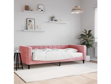 vidaXL Válenda s matrací růžová 90 x 200 cm samet