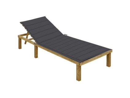 vidaXL Zahradní lehátko s antracitovou poduškou impregnovaná borovice