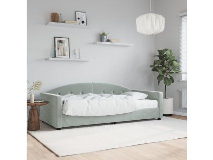 vidaXL Válenda s matrací světle šedá 90 x 200 cm samet