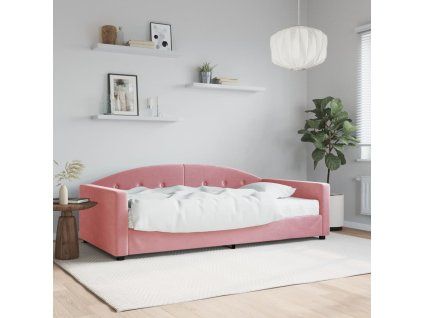 vidaXL Válenda s matrací růžová 100 x 200 cm samet