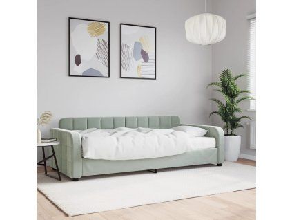 vidaXL Válenda s matrací světle šedá 90 x 200 cm samet