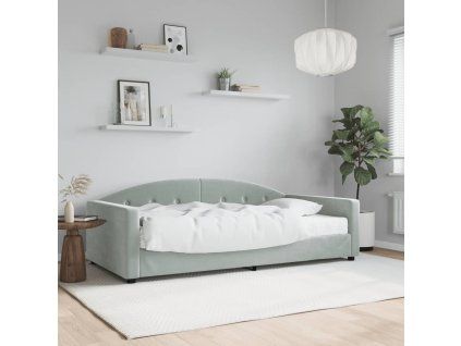 vidaXL Válenda s matrací světle šedá 100 x 200 cm samet