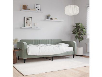 vidaXL Válenda s matrací světle šedá 90 x 200 cm samet