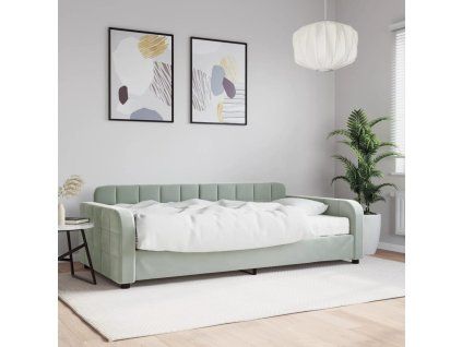 vidaXL Válenda s matrací světle šedá 100 x 200 cm samet