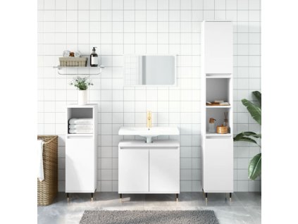 vidaXL 3dílný set koupelnových skříněk bílý kompozitní dřevo