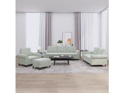 vidaXL 4dílná sedací souprava s poduškami světle šedá samet